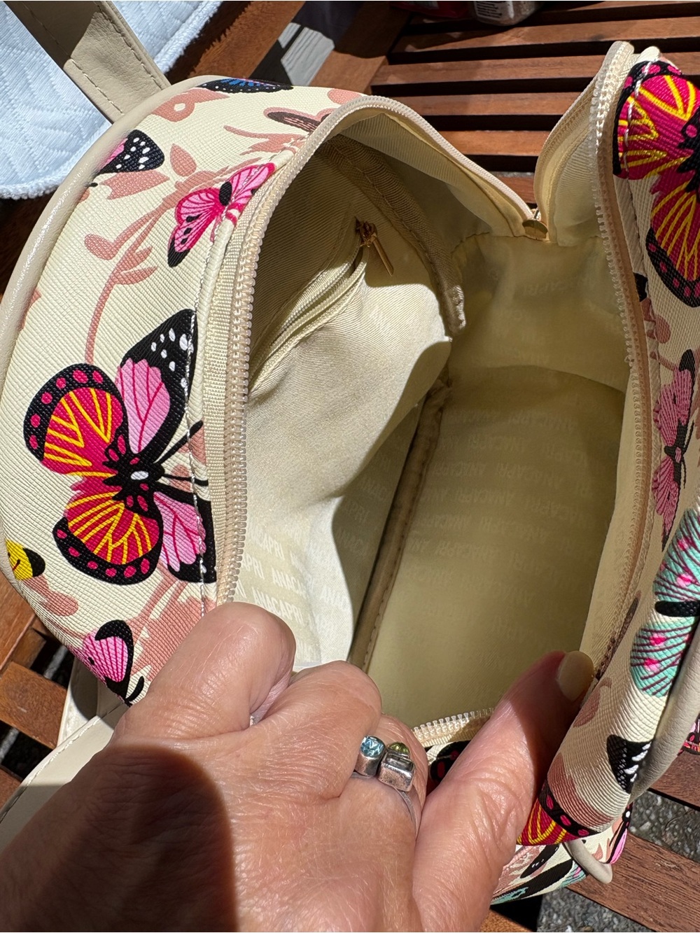 Cream Butterfly Print Mini Backpack - Stylish Women's Bag - Picture 5 of 7